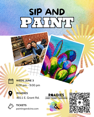 Image: Colorful Cactus Paint and Sip at Roadies