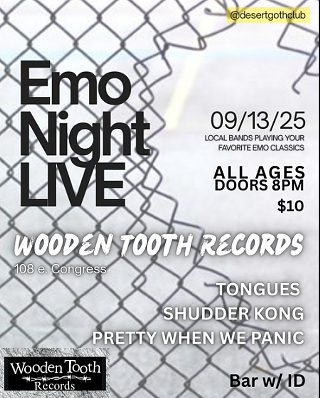 Image: Emo Night Live with Tongues, Shudder Kong, Pretty When We Panic