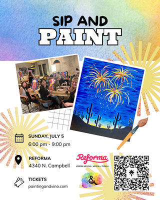 Image: &lsquo;Fireworks Over The Desert&rsquo; Sip and Paint
