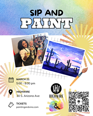Image: Https://paintingandvino.com/event/twilight-desert-sip-paint-at-highwire/