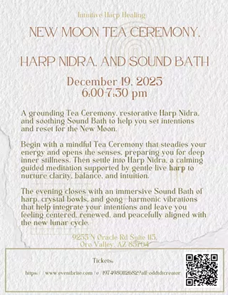 Image: New Moon Tea Ceremony, Harp Nidra, and Sound Bath