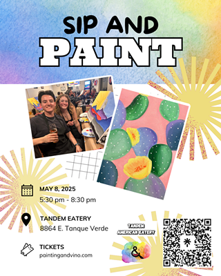 Image: Pastel Cactus Paint and Sip at Tandem Eatery