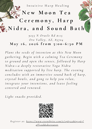 Image: Share this event Full Moon Tea Ceremony, Harp Nidra, & Sound Bath