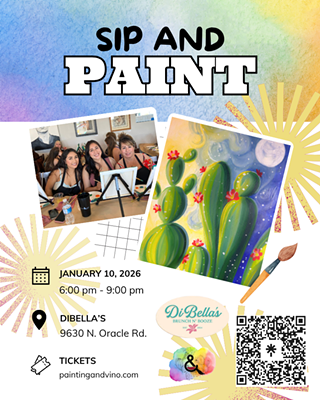 Image: Starry Cactus Sip and Paint at DiBella&rsquo;s