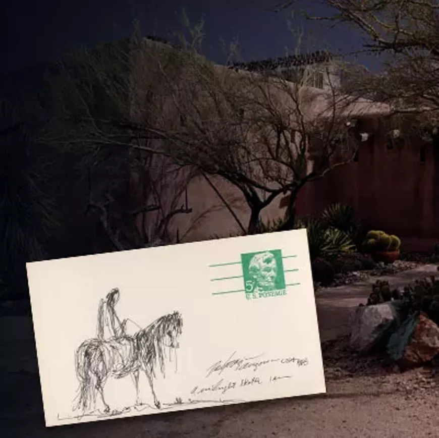 Example of postcard sketch from Midnight Sketches of Ted DeGrazia exibit