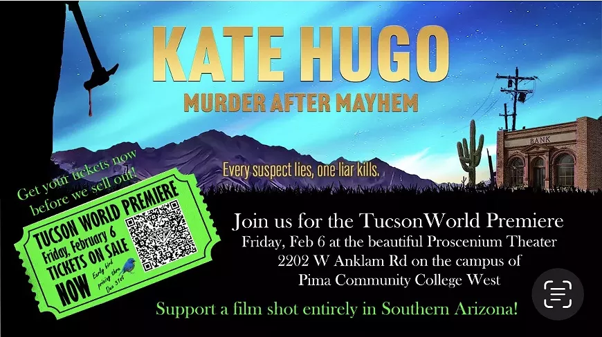 Poster and QR code for Kate Hugo: Murder After Mayhem