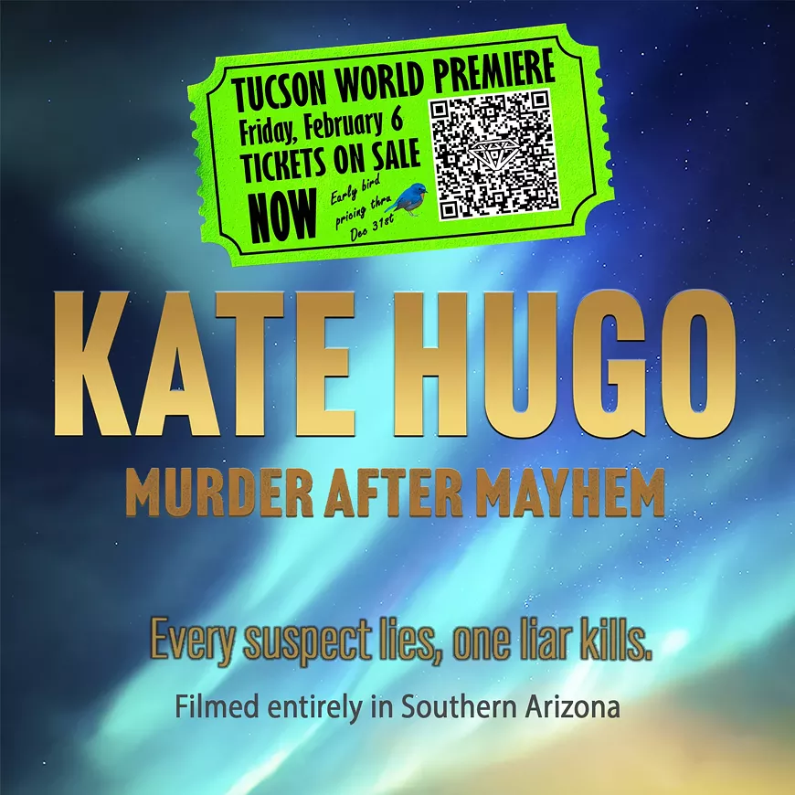 Poster and QR code for Kate Hugo: Murder After Mayhem